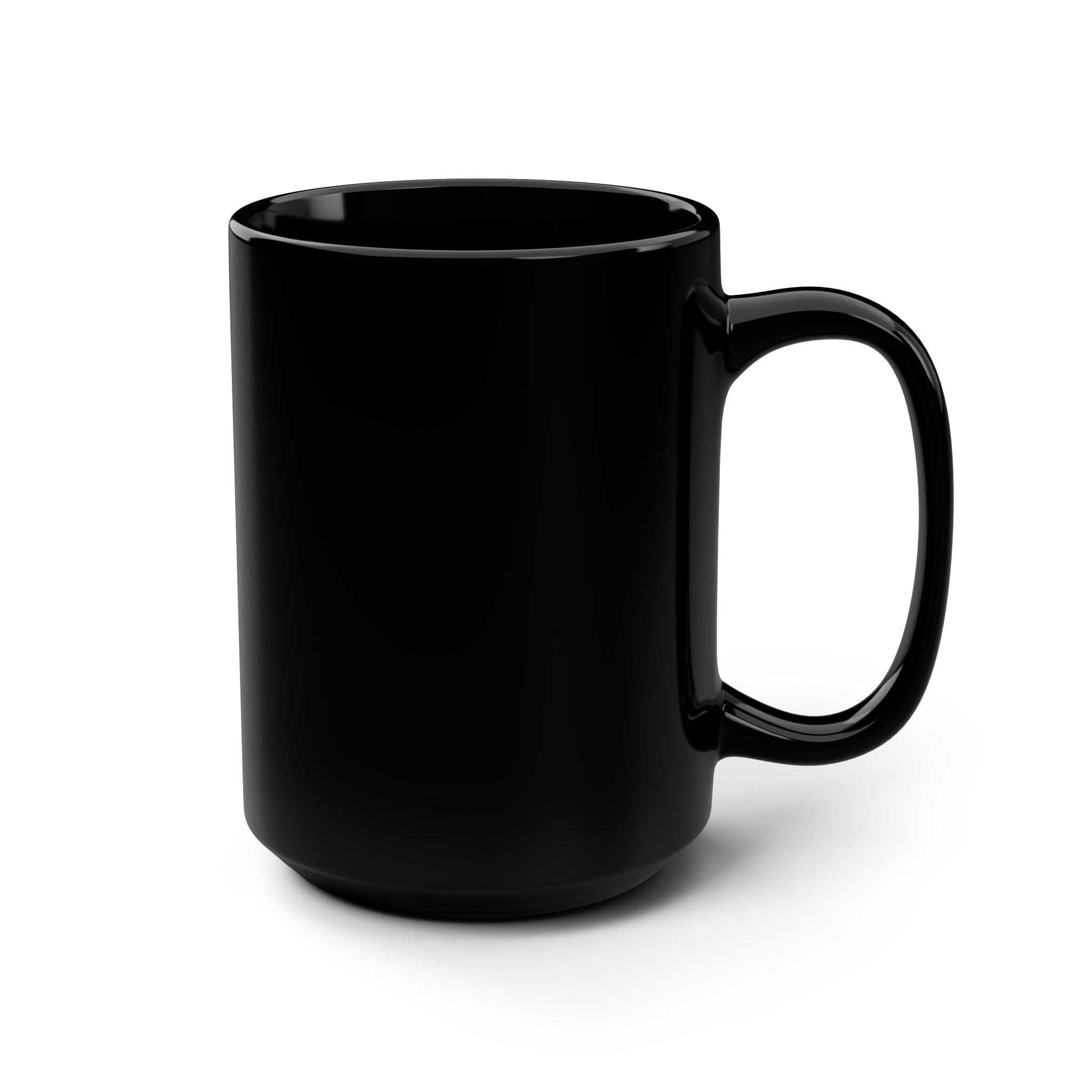 Gold Emblem Black Coffee Mug — 15oz Sleek Ceramic Gift for Gamers & Minimalists