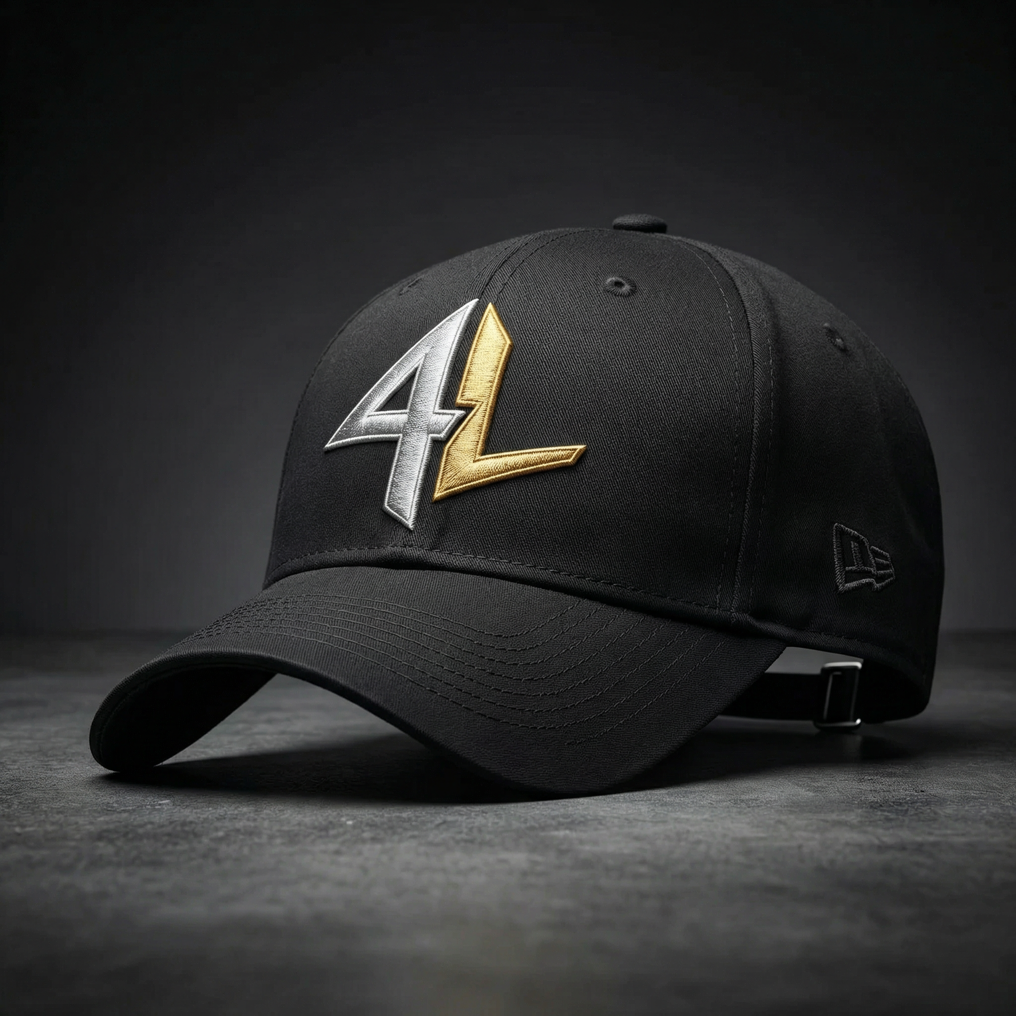 S4L New Era 9FORTY Black Cap with metallic embroidered logo