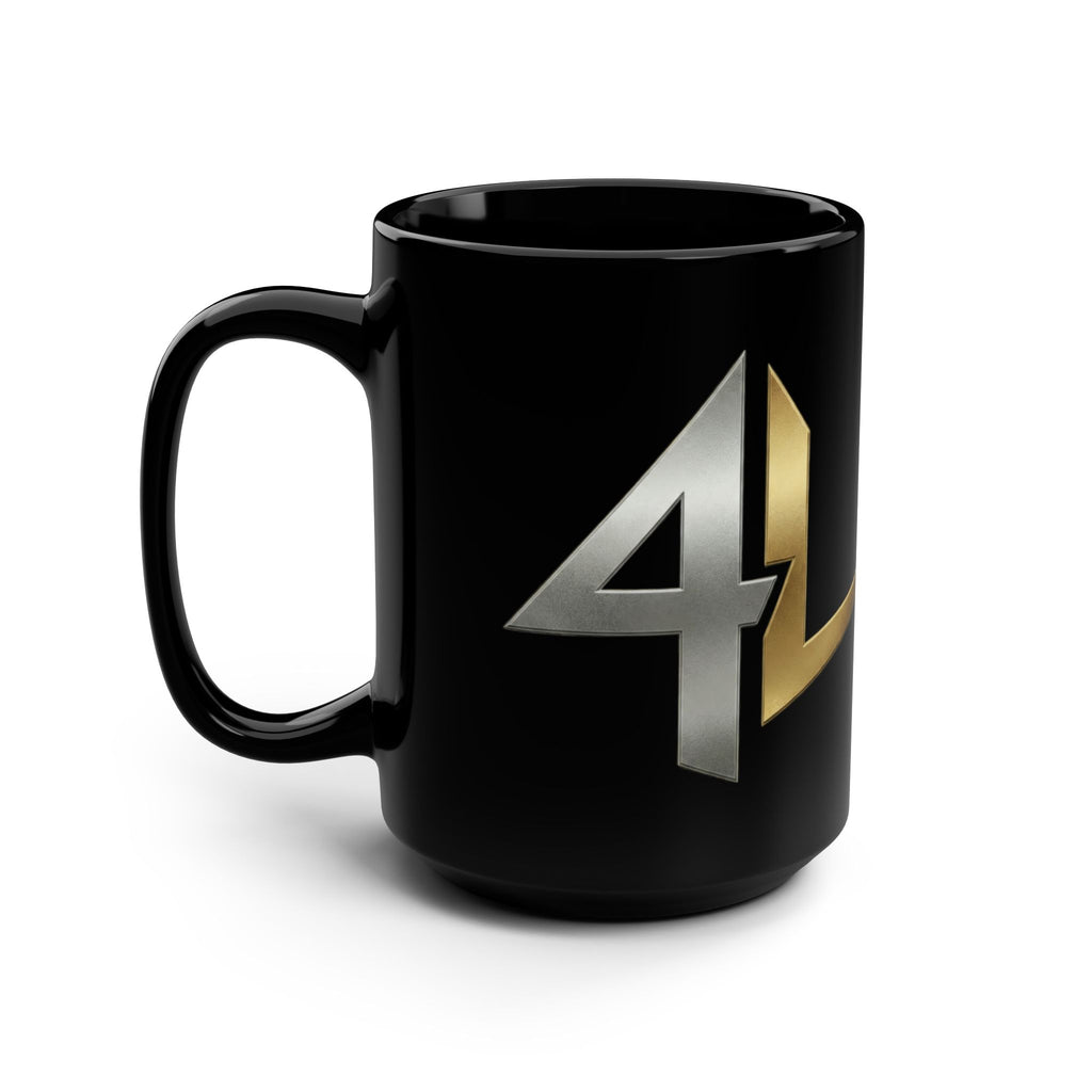 Gold Emblem Black Coffee Mug — 15oz Sleek Ceramic Gift for Gamers & Minimalists