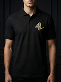 S4L Black Pique Polo with metallic embroidered logo